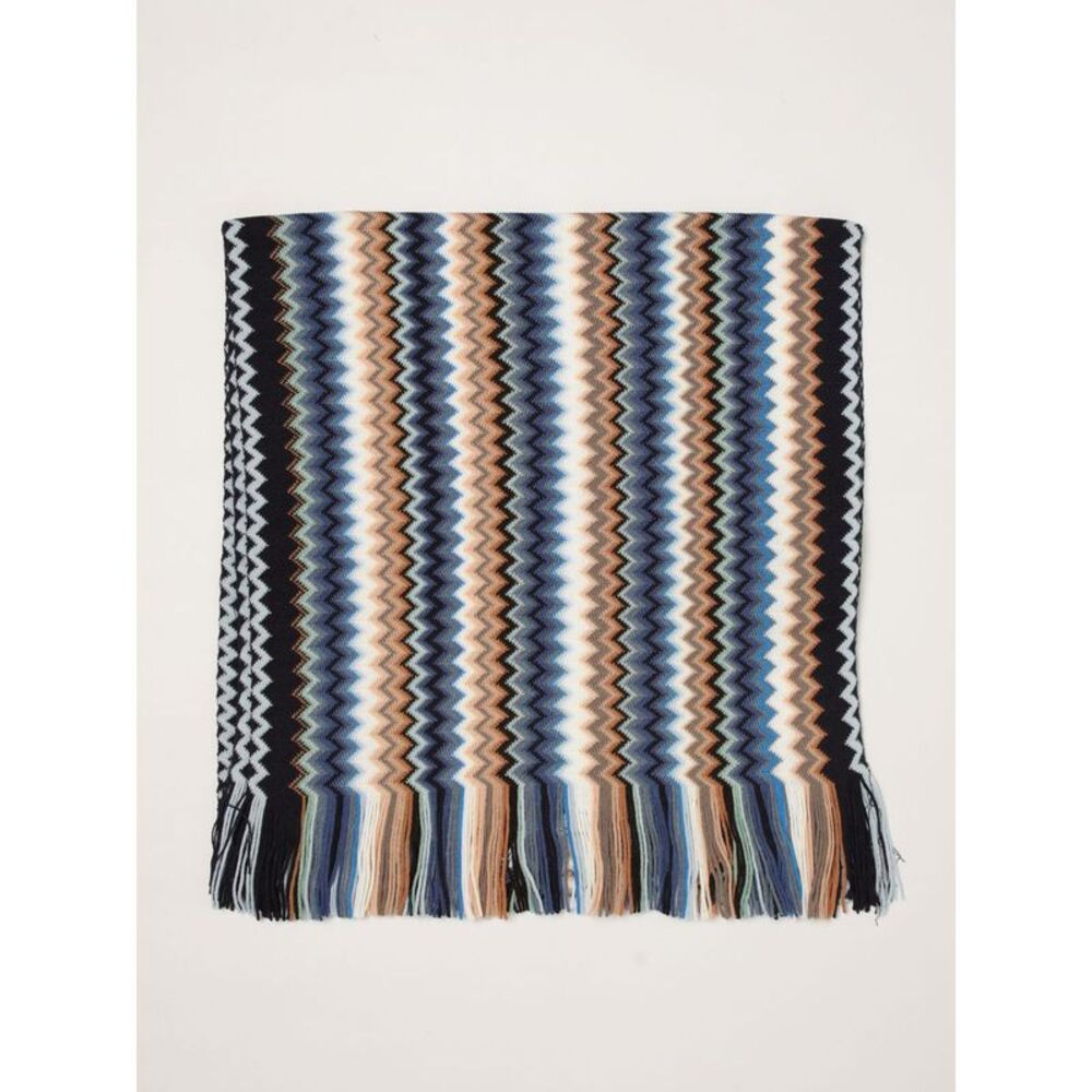 Missoni Men Abstract Striped Pattern Wool Blend Scarf Missoni